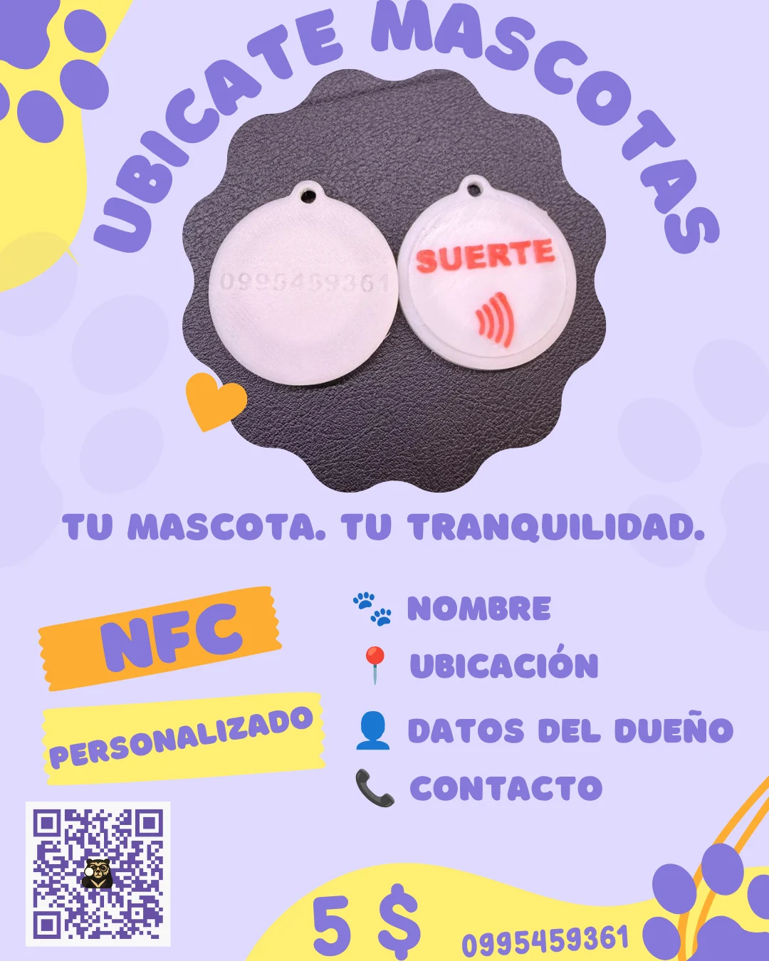 Placa Inteligente Mascotas NFC